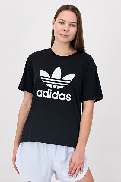 adidas تي شيرت نسائي رياضي بأكمام قصيرة مناسب للخارج، أسود