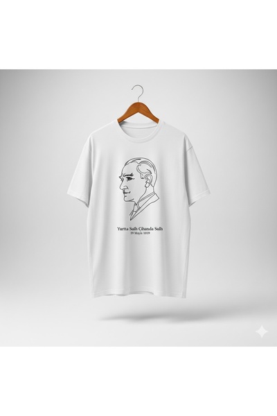 PERISENSE Unisex Yurtta Sulh Cihanda Sulh Printed Premium Combed Cotton Overs...