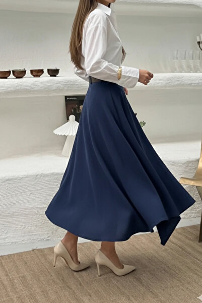 cemo Kadın Asimetrik Kesim Midi Boy Etek