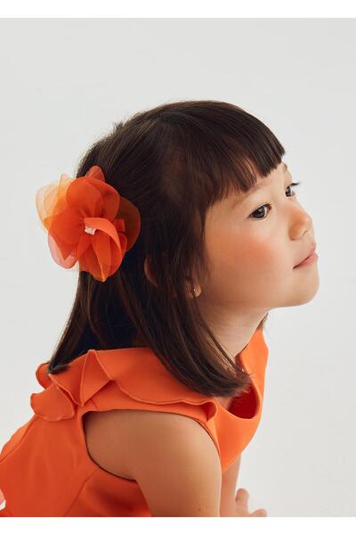 Abel & Lula Mayoral Abel Lula Girl's Single Tulle Flower Buckle Leaf Orange
