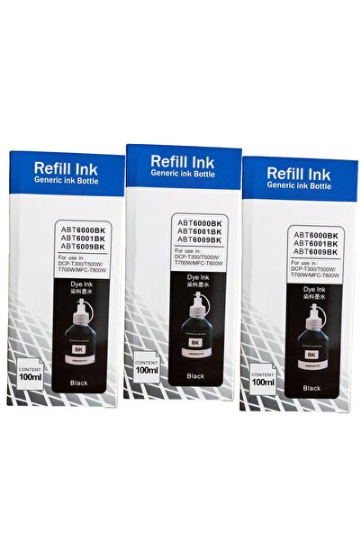 Melsan Brother BTD100 Uyumlu Siyah Muadil Mürekkep 3x100 ml (Toplam 300 ml)