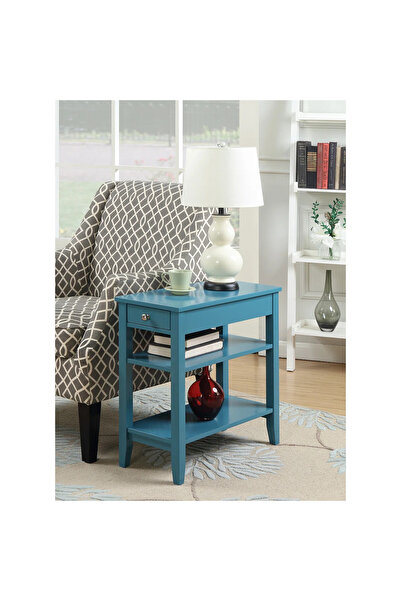 Poyraz Furniture Accessory Çekmeceli ve Raflı Yan Sehpa, Salon, Antre, Hol, A...