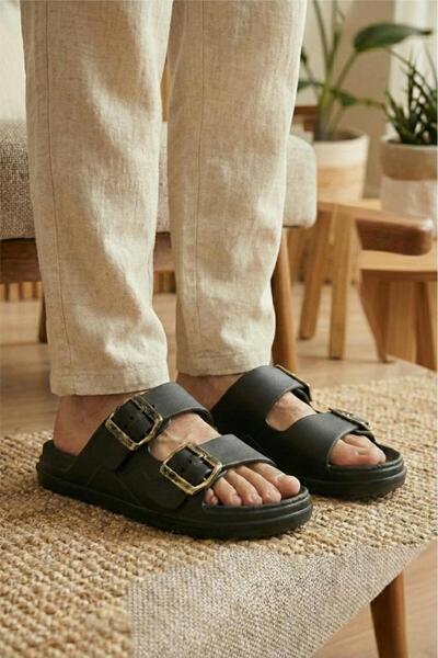 Oksit Polley Erkek Çift Eskitme Tokalı Anatomik Tabanlı Günlük ve Plaj Terliğ...