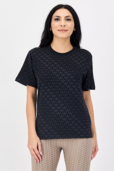 adidas تي شيرت نسائي رياضي بأكمام قصيرة مناسب للخارج، أسود