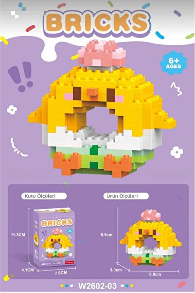 BTİCARET Başlık: Bricks Donut Civciv Mini Yapı Blok Seti – Sevimli Karakter O...