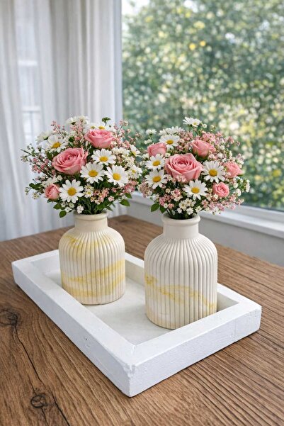 VİYAM Tabaklı Beton Vazo Dekorasyon Seti.