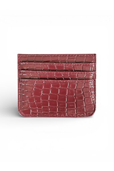 stravis 6-Compartment Claret Red Color Crocodile Pattern Card Holder