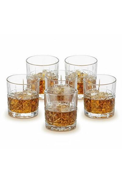 ABYZ Set of 6 patterned glass whiskey glasses, 335 ml, premium quality