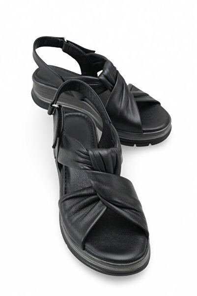 Solo Bag Women's Black Genuine Leather Knot Detailed Daily Comfortable Sole S...