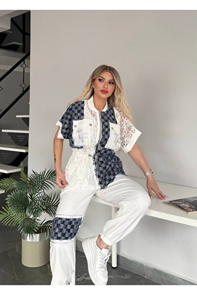 RED WOMAN FASHİON Checkered Stone Lace Set