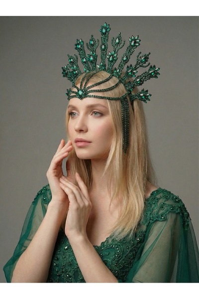 Magic Tiara Lüks Kristal Taşlı Işıltılı Gelin Tacı – El Yapımı Gösterişli Tas...