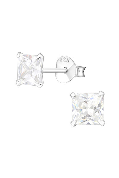 BIJUTERIA NEAGRA Cercei din argint 925 cu cristal pătrat