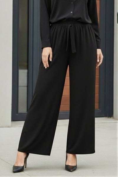 İmajButik Black Wide Leg Sandy Pants