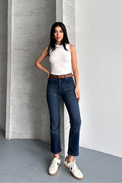 macharel jeans Ankle Length Slim Fit Mom Dark Blue Jean Tint Brown