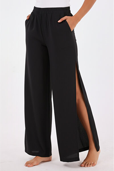 Scorp Celeste Women's Comfortable Yoga Pants with Side Slits, Black