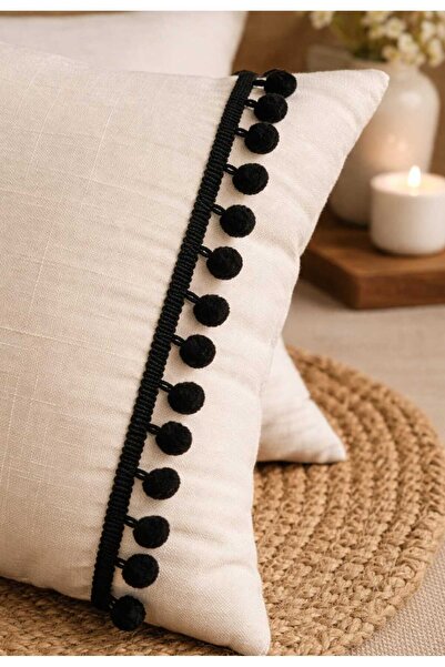 ULUPAMİR Siyah Ponpon Kenar Şerit-1 Metre