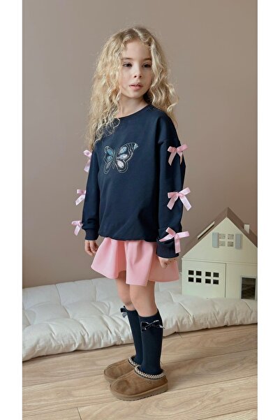 Patriko Girls' New Season Festive Sweathirt-Skirt Stylish Top and Bottom Set