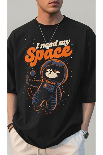 LELVANİ I Need My Space Cat Printed Tshirt
