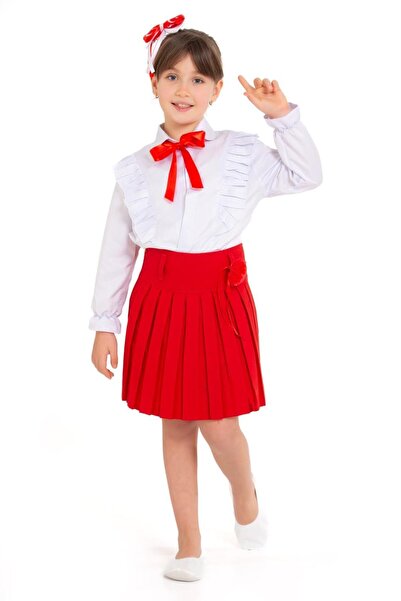 Nacar 23 Nisan 29 Ekim Gösteri Kıyafeti Kız Çocuk İkili Etekli Şık Kombin