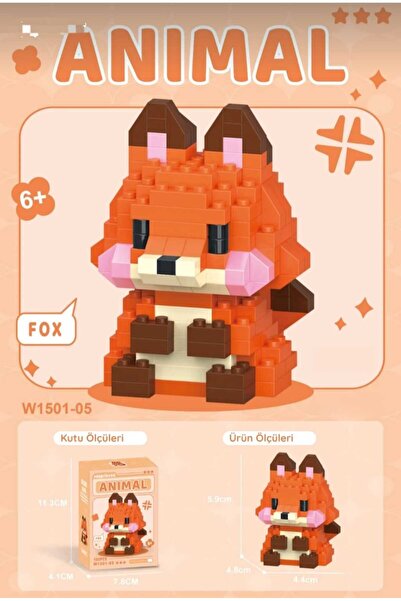 BTİCARET Bricks Sevimli Tilki Mini Yapı Blok Seti – Karakter Oyuncak – Hediyelik