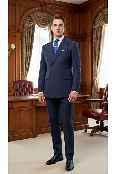 Salihtarzz Slim Fit İtalyan Kesim Laci Kruvaze Erkek Takım Elbise (Premium) –...