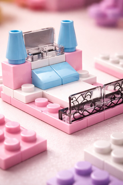 Mini Prenses Kale Mikro Blok Seti 26 Parça Pastel Pembe Mavi Koleksiyon Oyuncağı
