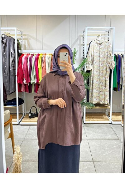 Nuss 3001 Oversize Düğmeli Gömlek Kahve