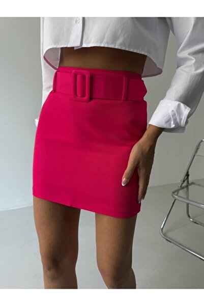 Bliss Women's High Waist Belted Pencil Mini Skirt