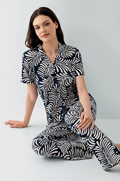 Arnetta Women's Shirt Collar, Pajama Set, 50% Cotton 50% Modal, Short Sleeve,...