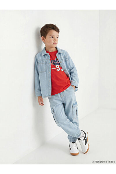 LC Waikiki Rmz Gi̇yi̇m Farkiyla Boys' Jogger Jean Pants with Waist Drawstring
