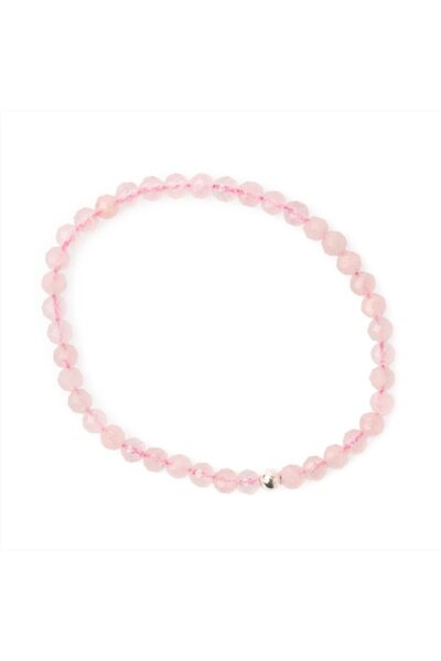 ATTRACTION Zen - Stone Bracelet 4mm Faceted, 925 Silver Pearl - Rose Quartz