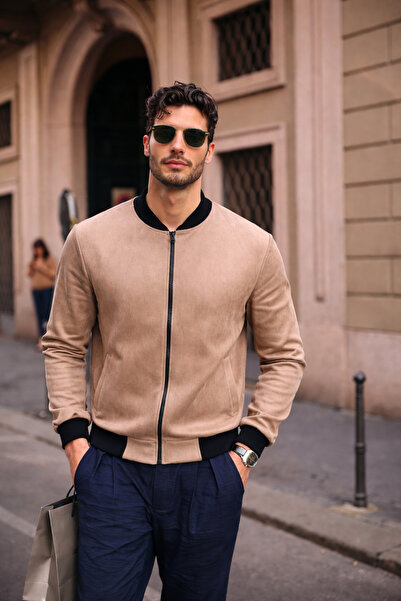 comstar Men's Relax Fit Brown Suede Nubuck Jacket