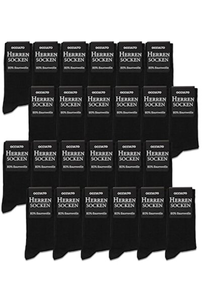 OCCULTO Men's Socks, Lukas, Long, Set of 24 Pairs, Black, 43-46 EU