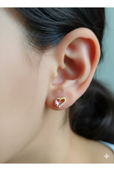 Sevil Gümüş Kalpli 925 Ayar Gümüş Çocuk Küpe