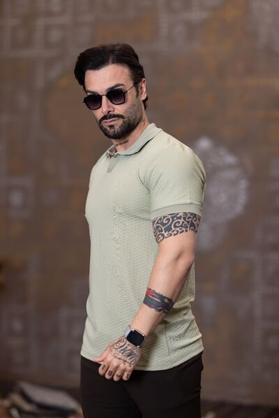 VALERİO MEN Knitwear Collar Diamond Pattern Tshirt
