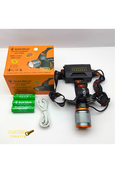 farissu 4000 Lümen Zoomlu Kafa Lambası - 9600 mAh Dev Batarya - Type-C Şarjlı...