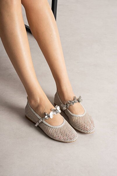 diclepolat Women's Silver Mesh Ballerinas Comfortable Daily Summer Shoes Flat...