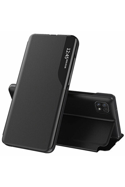 Techsuit Samsung Galaxy A22 5G Leather View Flip Case, Black