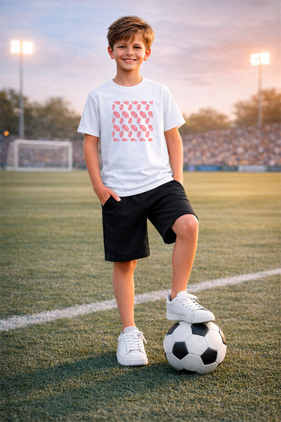 genosha Futbol Soccer Themed Printed T-Shirt T-Shirt Shorts Set 2 in 1