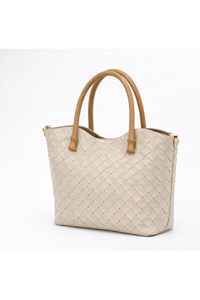 NUR KARACA 17844 Geantă de mână și de umăr pentru femei, cu model tricotat CC...