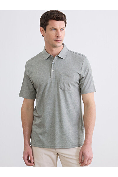 LC Waikiki تي شيرت LCWAIKIKI كلاسيكي بياقة بولو باللون الأخضر للرجال