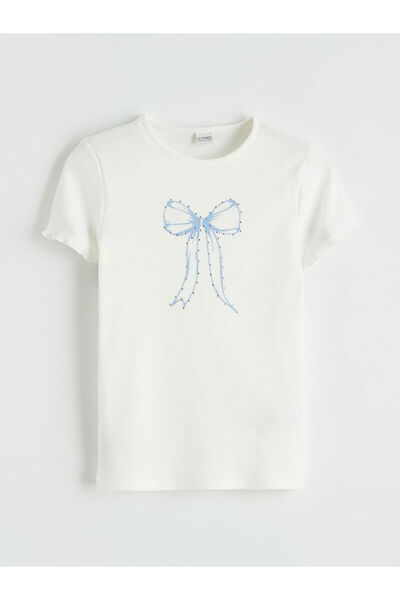 LC Waikiki منتجات فريزن ستور التي لا مثيل لها I تي شيرت بناتي مطبوع عليه فيونك