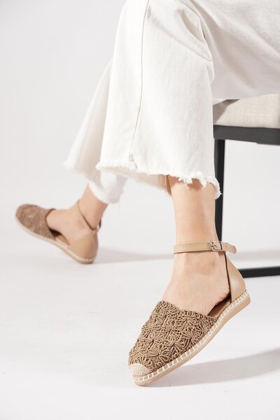 Moda Pie Estior karnıyarık braided women's mink ballerina shoes