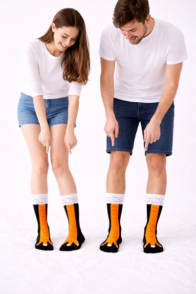 çorapdunyam 1 Çift Unisex Tavuk Bacak Desenli Kolej Çorap