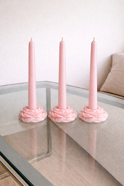 Candle Kahve Kokulu Şamdan Mum 3 Adet Şakayıklı Şamdan Mumu