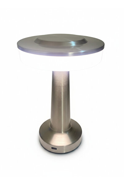 çınaroğlu avm Masa Lambası Gümüş 3 Renkli Kablosuz Şarjlı Dekoratif Abajur 22...