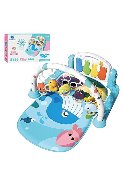 LA' PRECIOUS Baby Play Mat Gym with Piano, 5 Sensory Toys, Music & Lights, Gi...