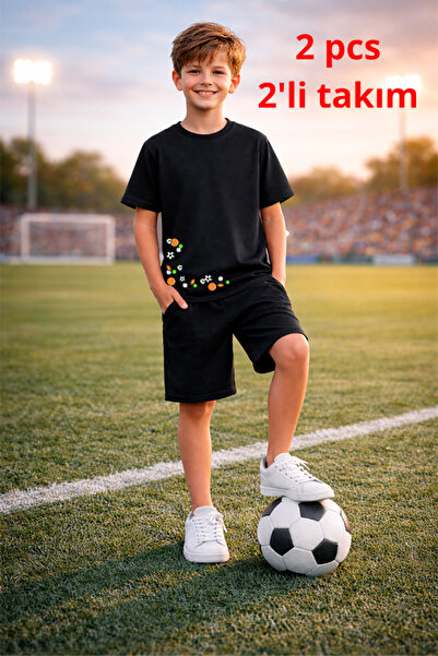 genosha مجموعة تي شيرت وشورت مطبوع تي شيرت بتصميم كرة القدم 2 في 1