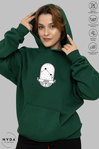 Nyda Collections Unisex Hoodie Long Sleeve Aries Capricorn Printed Hooded Ove...