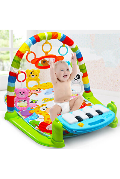 LA' PRECIOUS Baby Play Mat Gym with Piano, 5 Sensory Toys, Music & Lights, Gi...